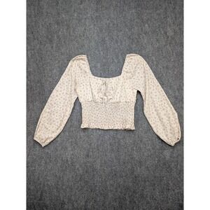 Paper Crane Blouse‎ Womens Medium Floral Smocked Peasant Milkmaid Boho